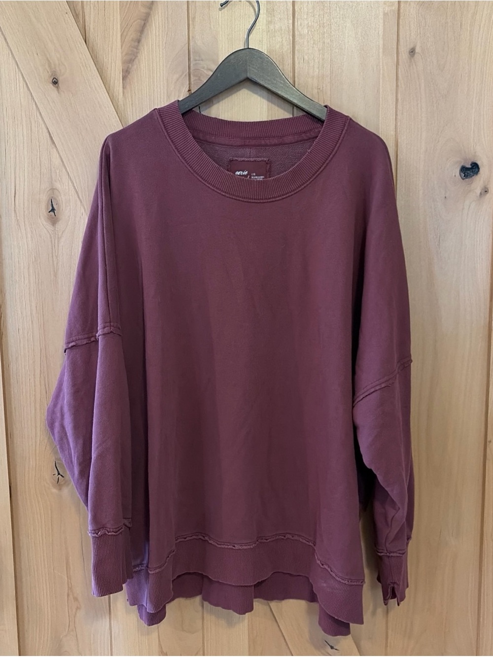 Lot Of 4 Aerie Pullover Crewneck Sweatshirt Large Oversized Pink Gray - Picture 2 of 11
